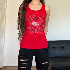 Rhinestoned Harley Davidson Tank
